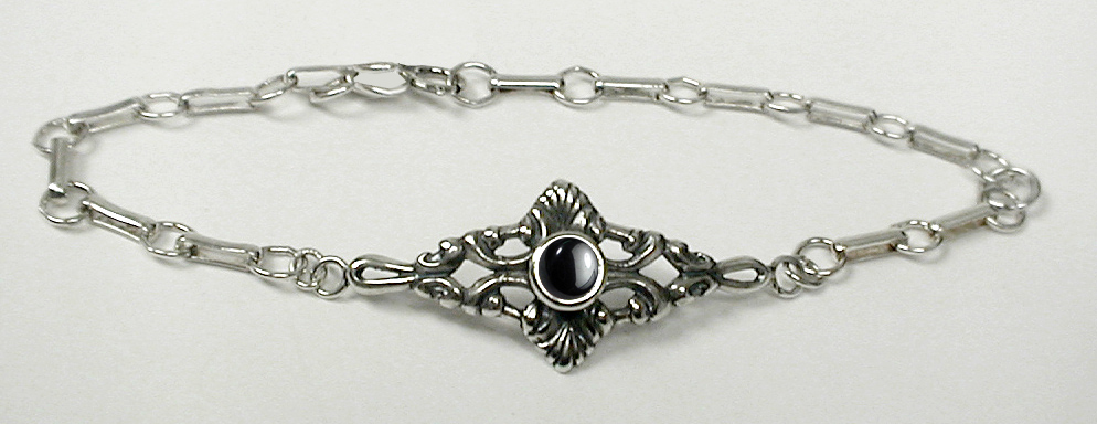 Sterling Silver Victorian Chain Bracelet with Hematite